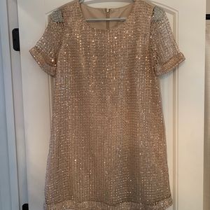 Gold sequin holiday dress